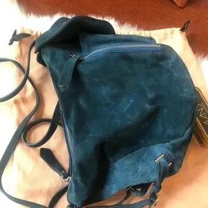 Manu Atelier Suede Fernweh Backpack Bag In Pavone/Blue Manu Atelier Suede Fernweh Backpack Bag In Pavone/Blue  main image 2